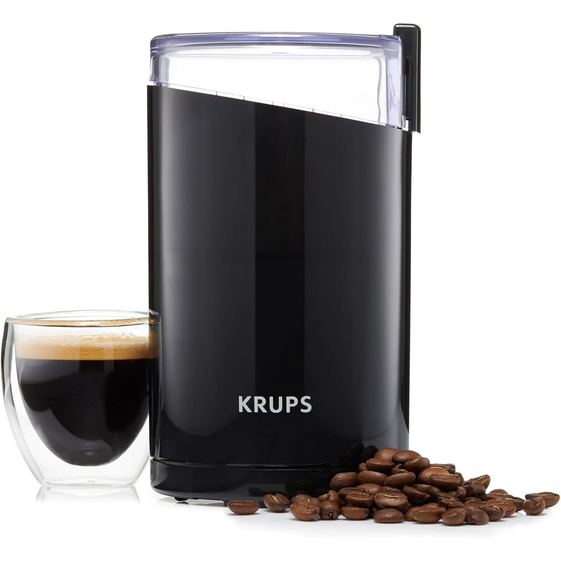 Електрическа кафемелачка - KRUPS F2034238 200W, 75g капацитет, еднократно смилане, стоманени ножове, черна