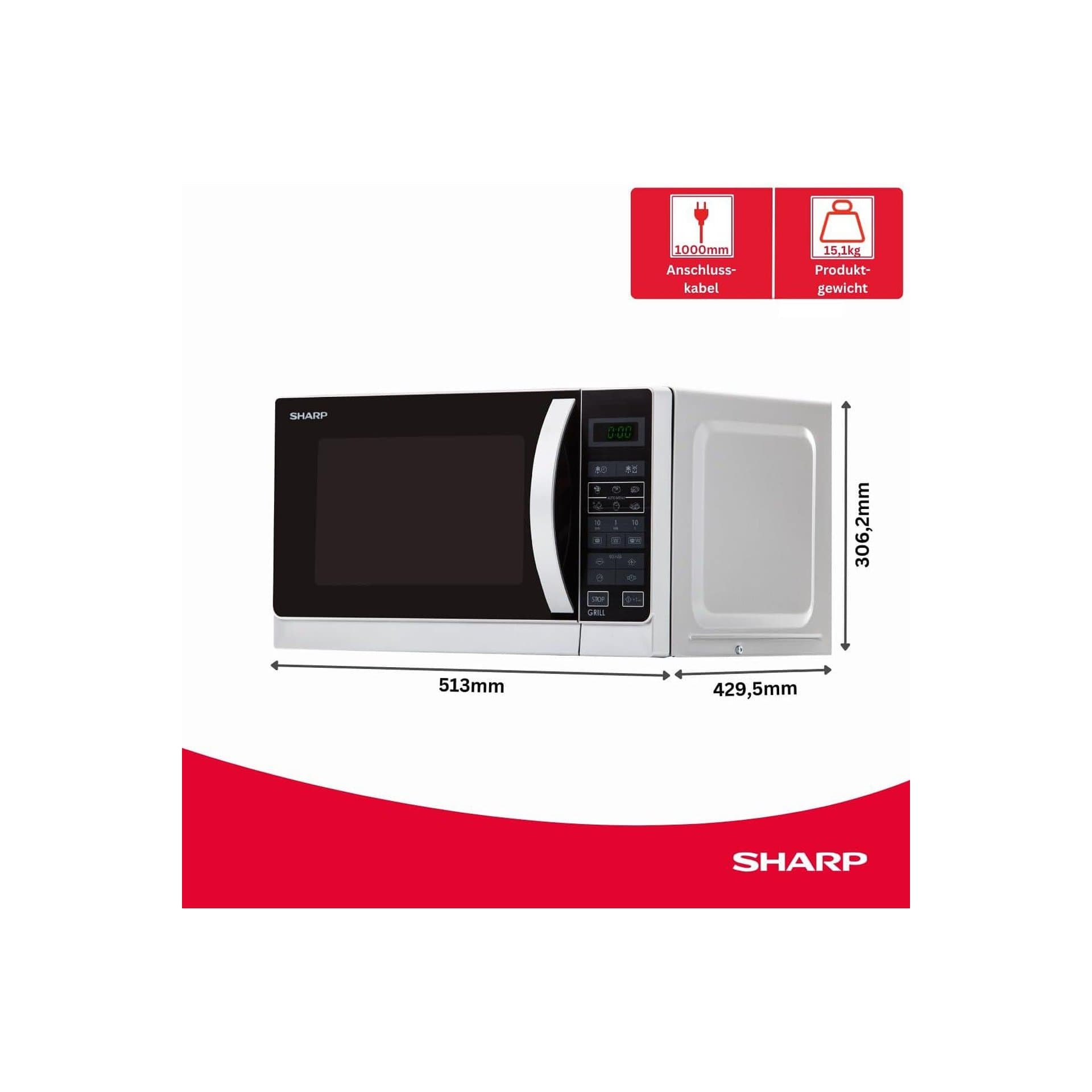 Микровълнова фурна с грил - Sharp R742WW 25 L 900 W 1000 W грил 3