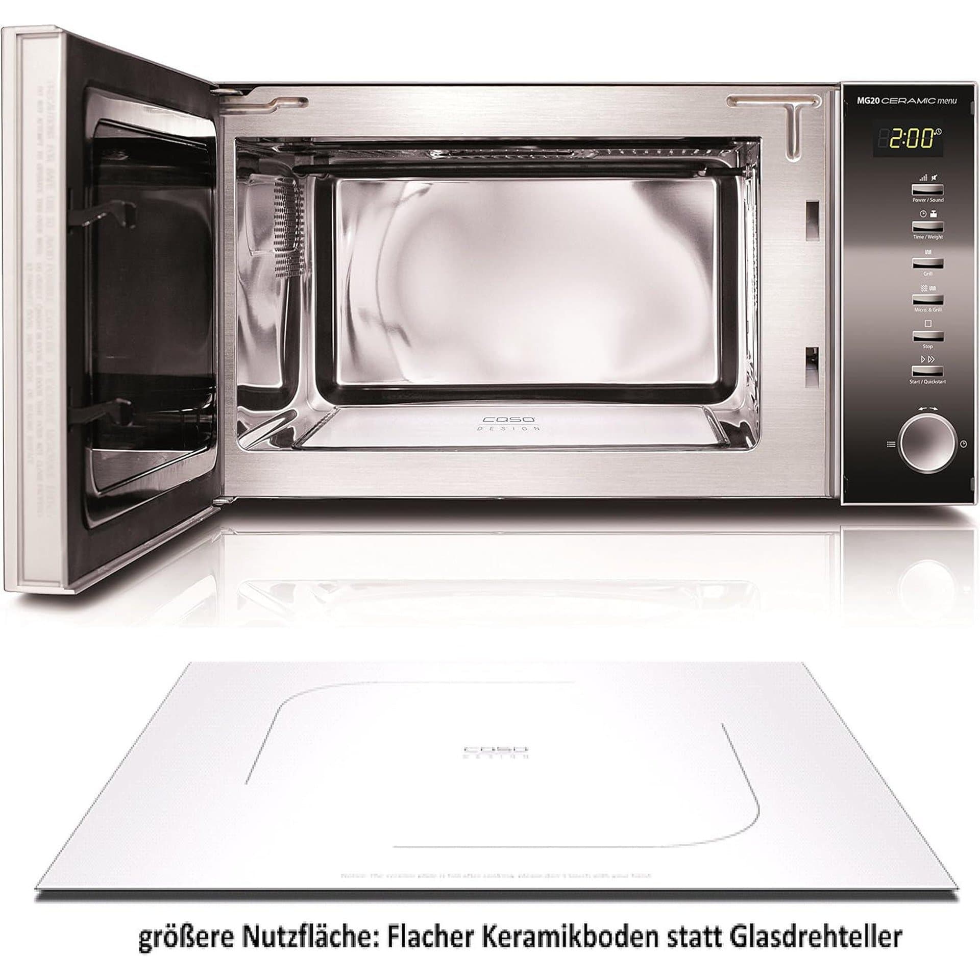 Микровълнова фурна с грил - CASO MG20 Ceramic menu 2 in 1 900 W 1000 W грил 20 L неръждаема стомана 6