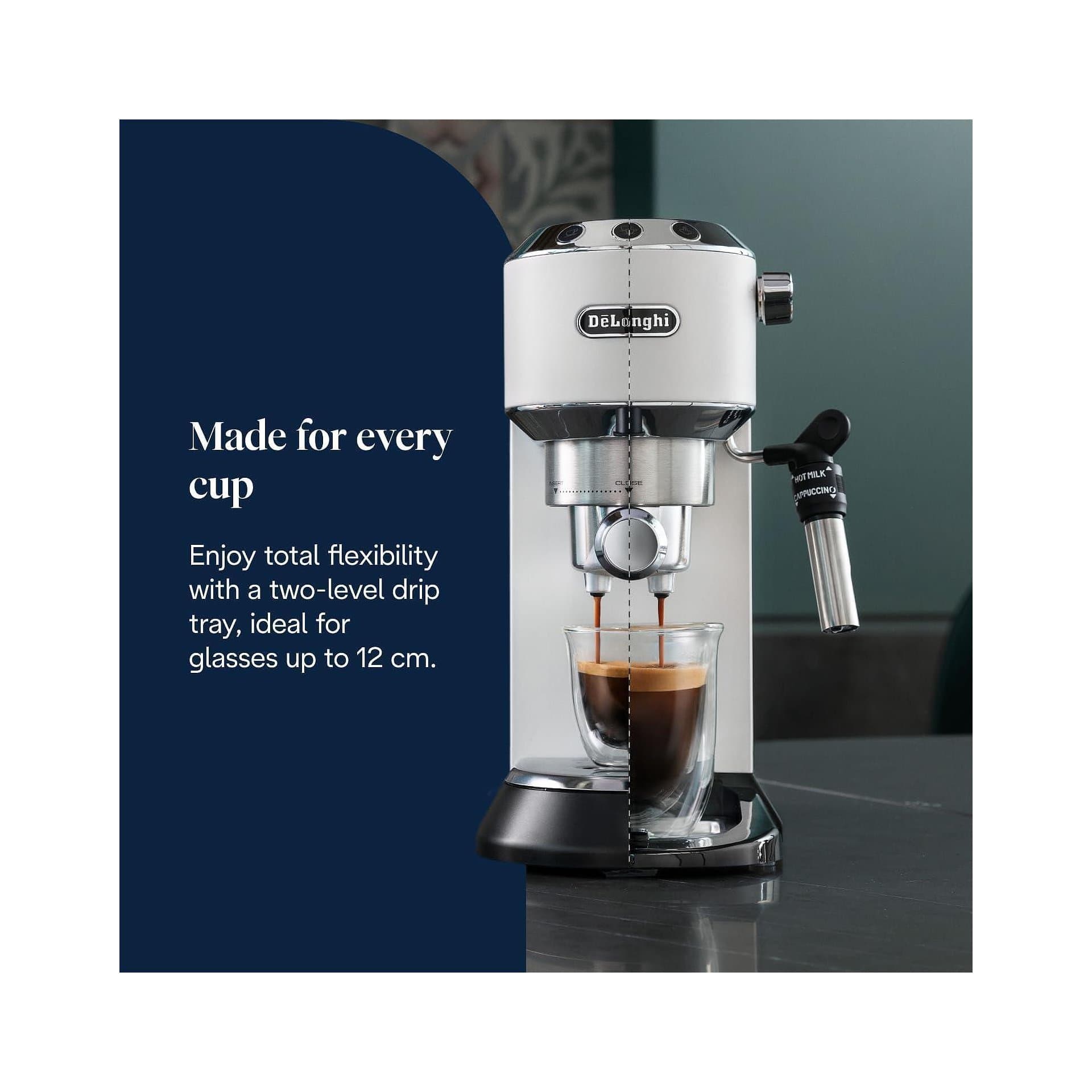Кафемашина - De'Longhi Dedica Style EC 685.W 15 bar, 1 l резервоар, дюза за мляко, E.S.E. подложки, бяла 3
