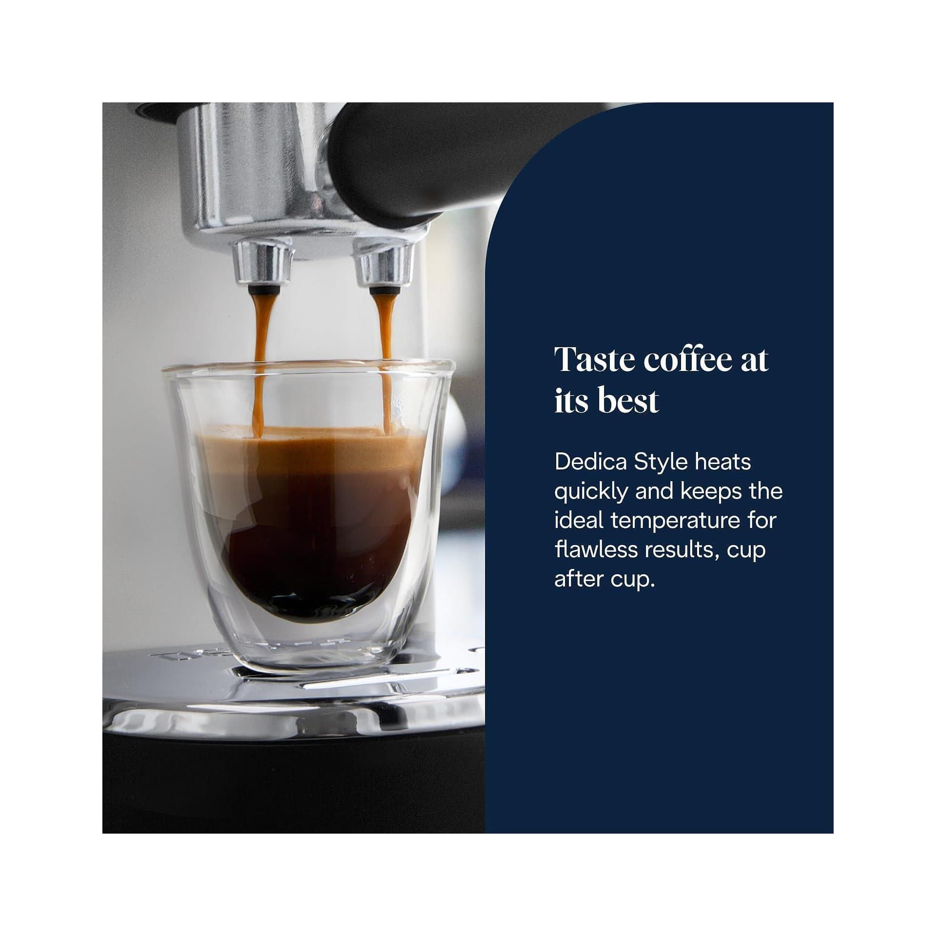 Кафемашина - De'Longhi Dedica Style EC 685.W 15 bar, 1 l резервоар, дюза за мляко, E.S.E. подложки, бяла 5