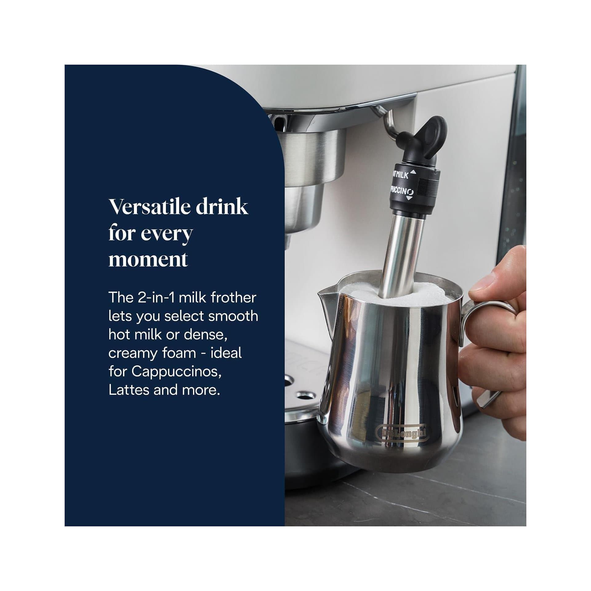 Кафемашина - De'Longhi Dedica Style EC 685.W 15 bar, 1 l резервоар, дюза за мляко, E.S.E. подложки, бяла 8