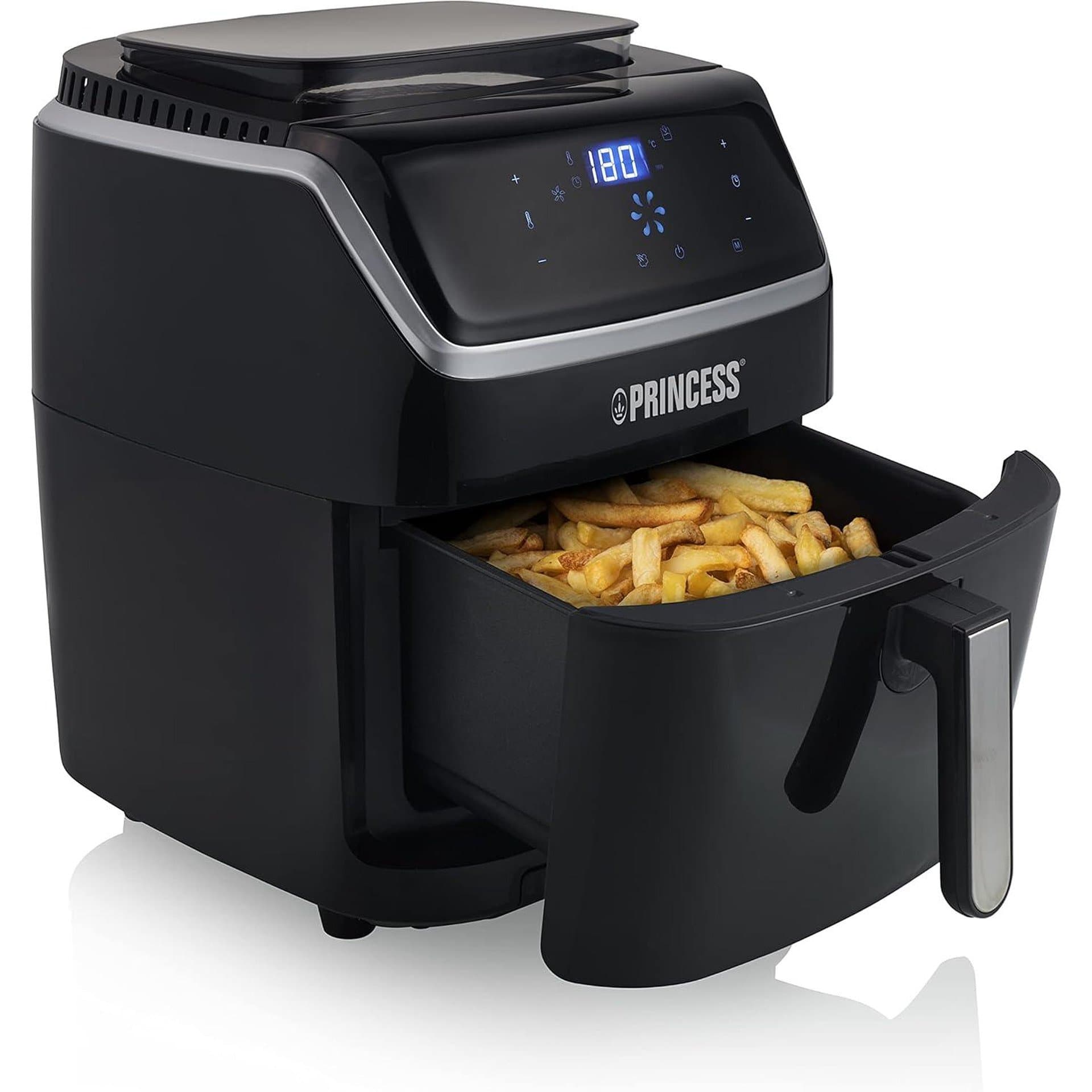 Фритюрник с горещ въздух - Princess 182080 2-в-1 с пара, 6,5 L, 1700 W, 8 програми
