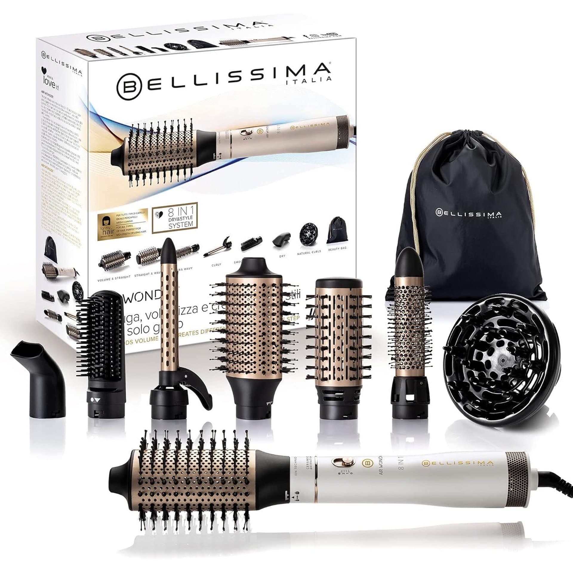 Четка за коса с горещ въздух - Bellissima Imetec Air Wonder 1000 W 8 приставки