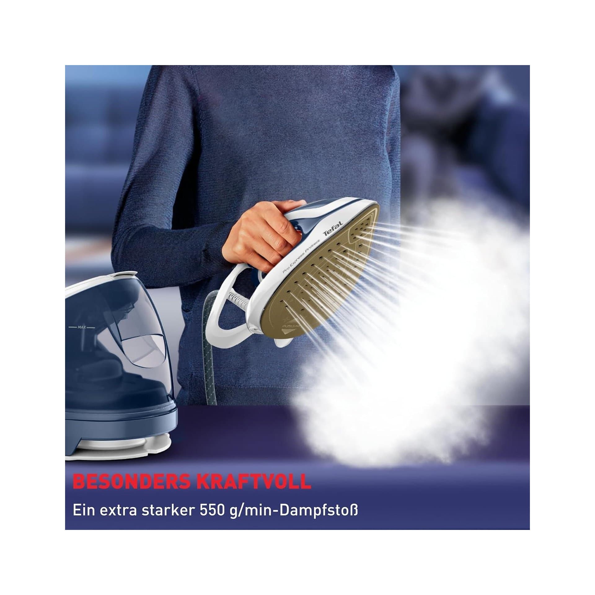 Ютия с парогенератор – Tefal Pro Express Protect GV9225 7.6 bar 140 g/мин 550 g/мин силен поток пара антиваровиков колектор вертикална пара 5