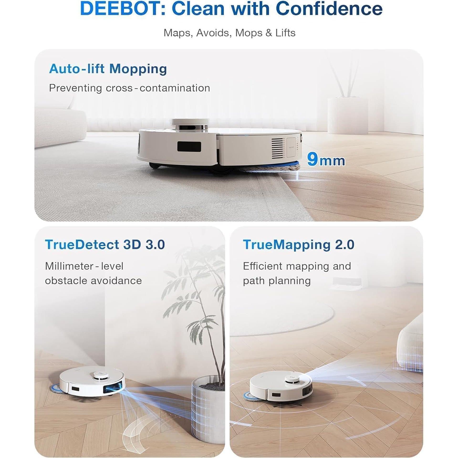 Робот прахосмукачка - ECOVACS DEEBOT T30 PRO OMNI 11000 Pa TrueEdge 8