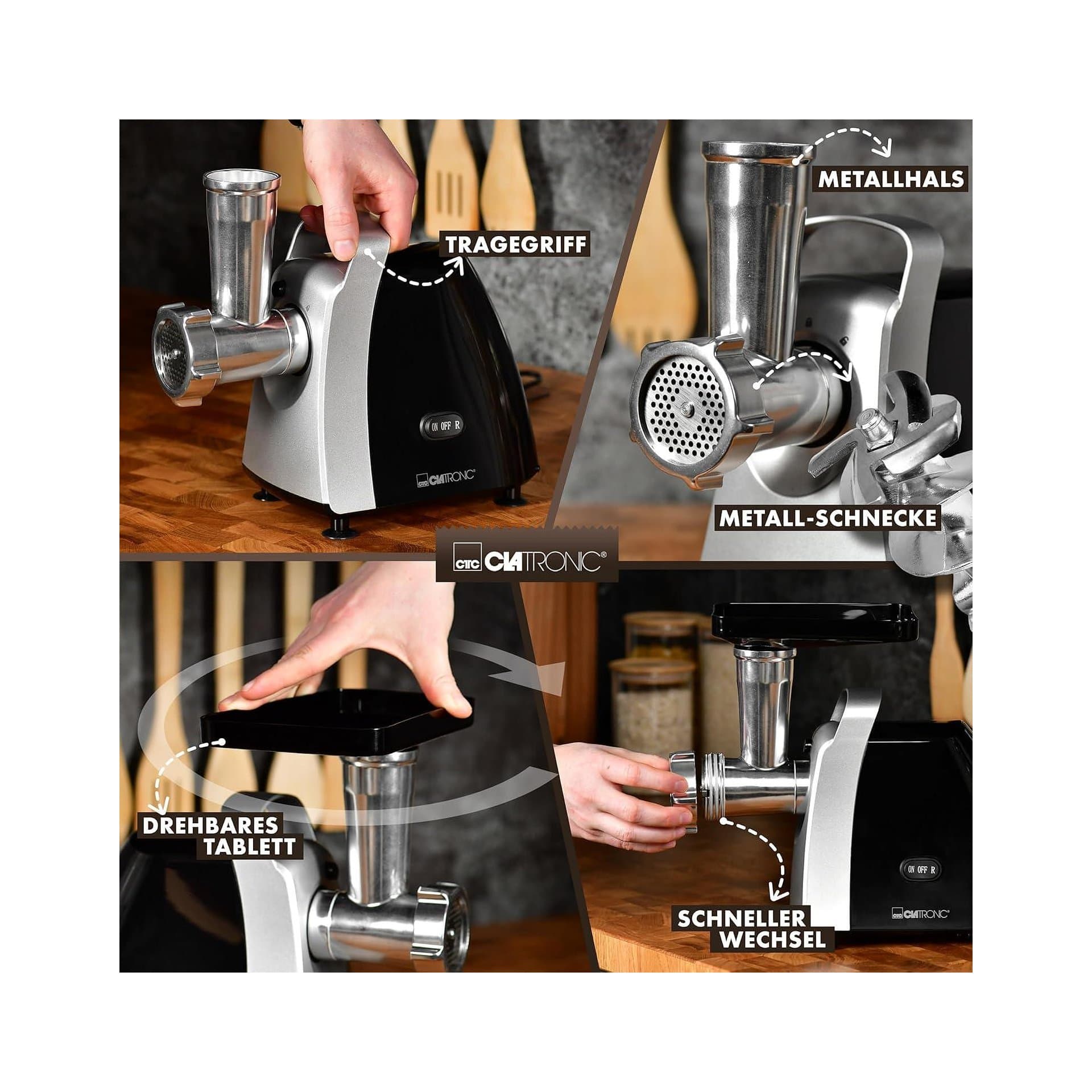 Месомелачка – Clatronic FW 3803 1000 W с метален шнек, 3 метални диска и функция реверс 3