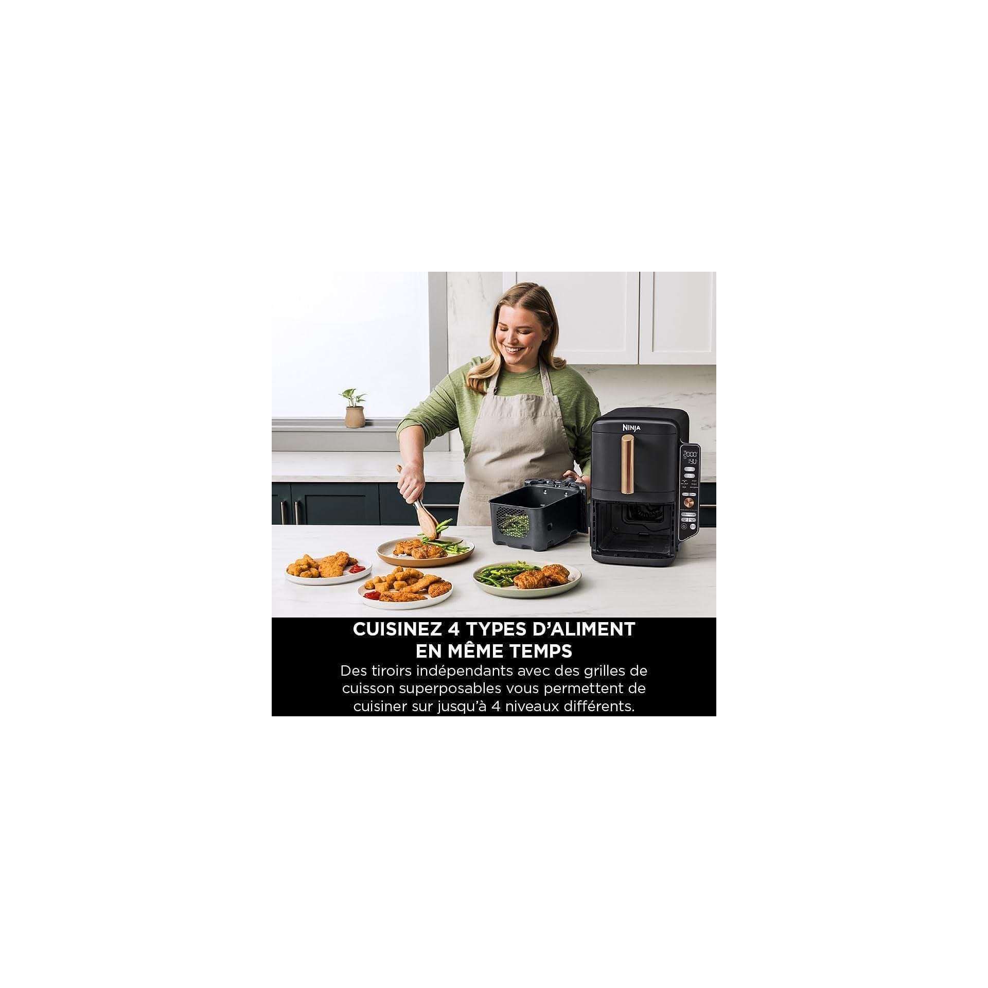 Фритюрник с горещ въздух - Ninja SL400EUCP Double Stack XL 9.5L, 2 вертикални чекмеджета, 4 нива на готвене, 6 функции, капацитет за 8 порции, черен/меден 5