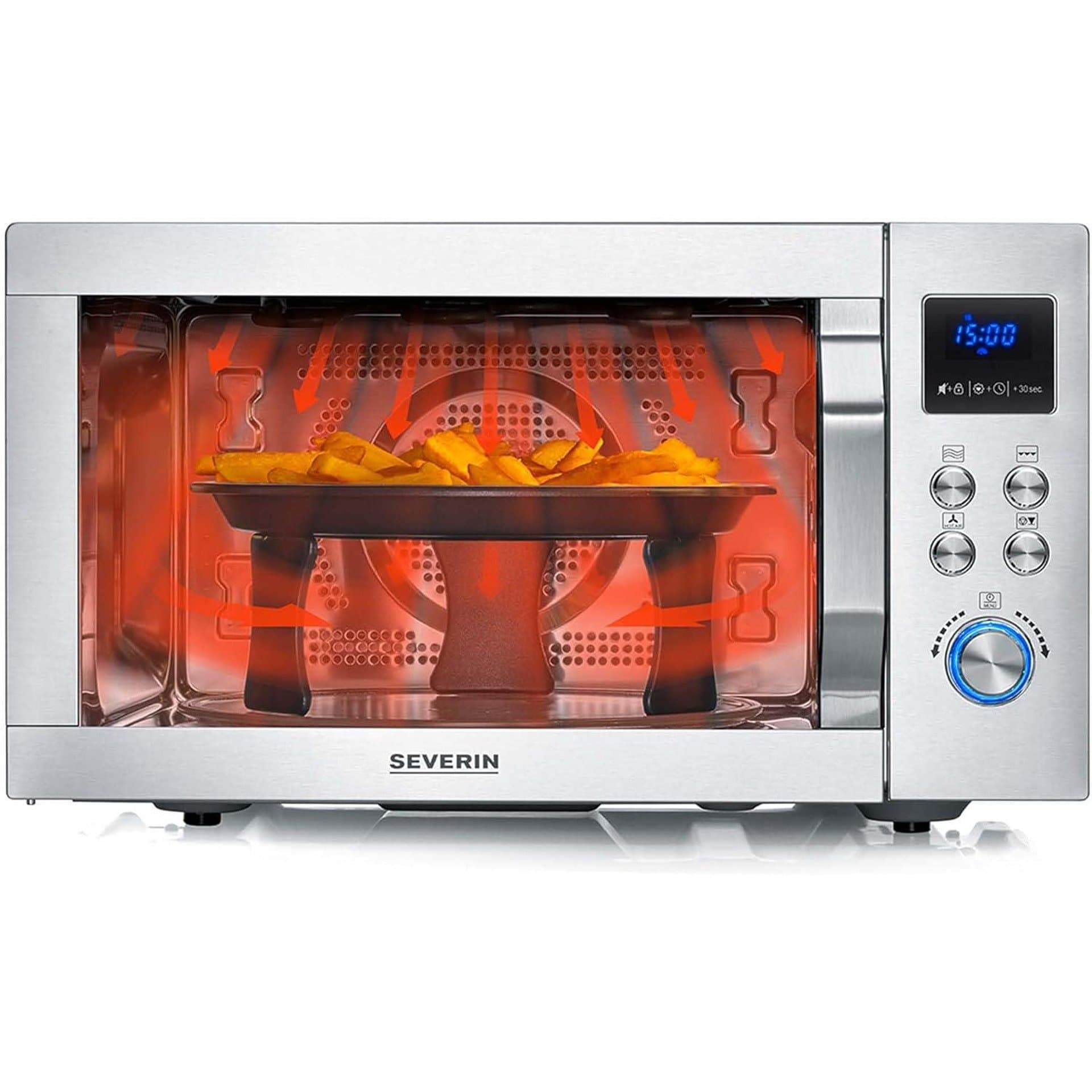Микровълнова фурна - Severin MW 7982 25 л 2150 W с грил и hot air функция, 10 степени, автоматични програми, инокс