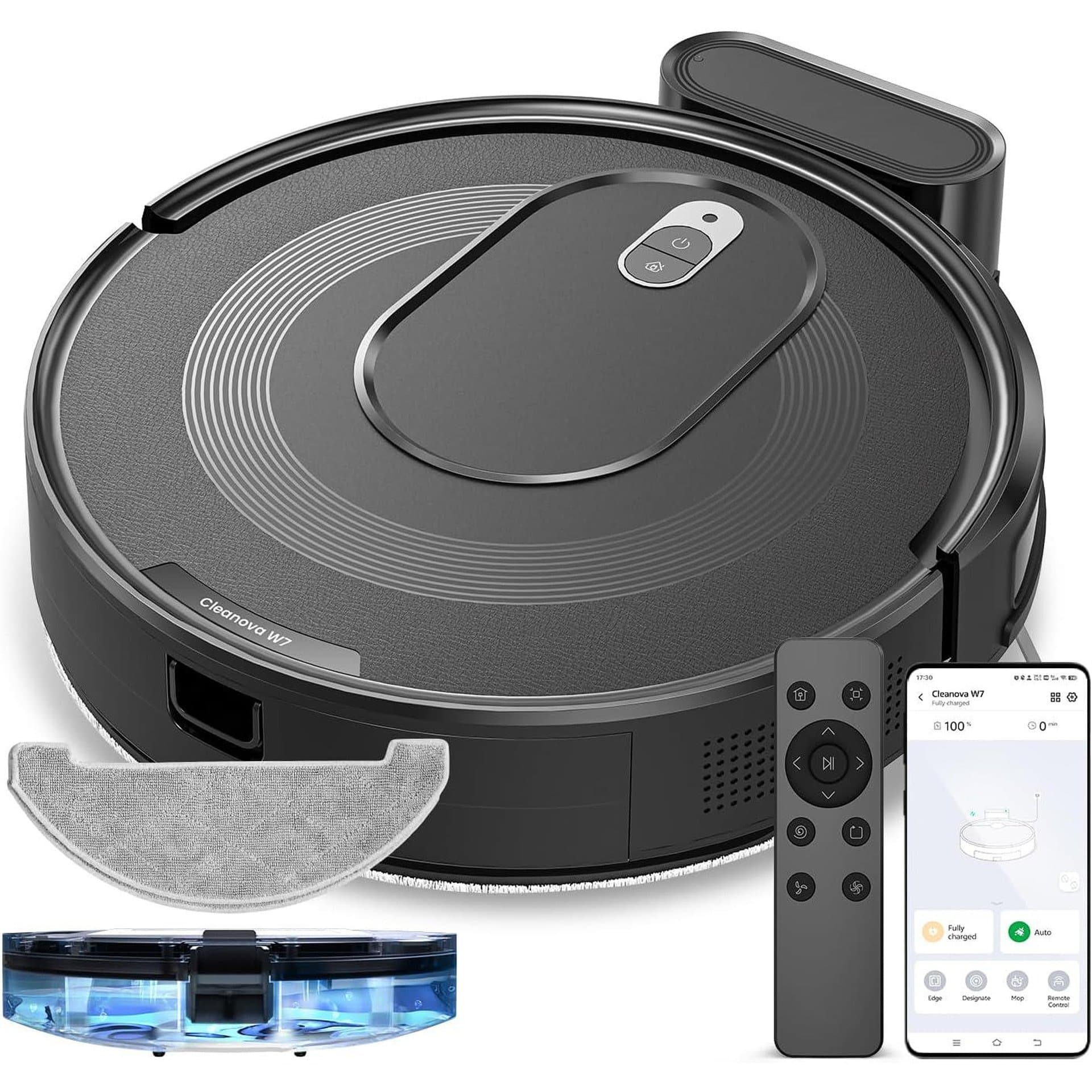 Робот прахосмукачка - Vexilar W7 2-в-1 4000Pa, моп, дистанционно/гласово управление, автоматично зареждане, тиха работа 4