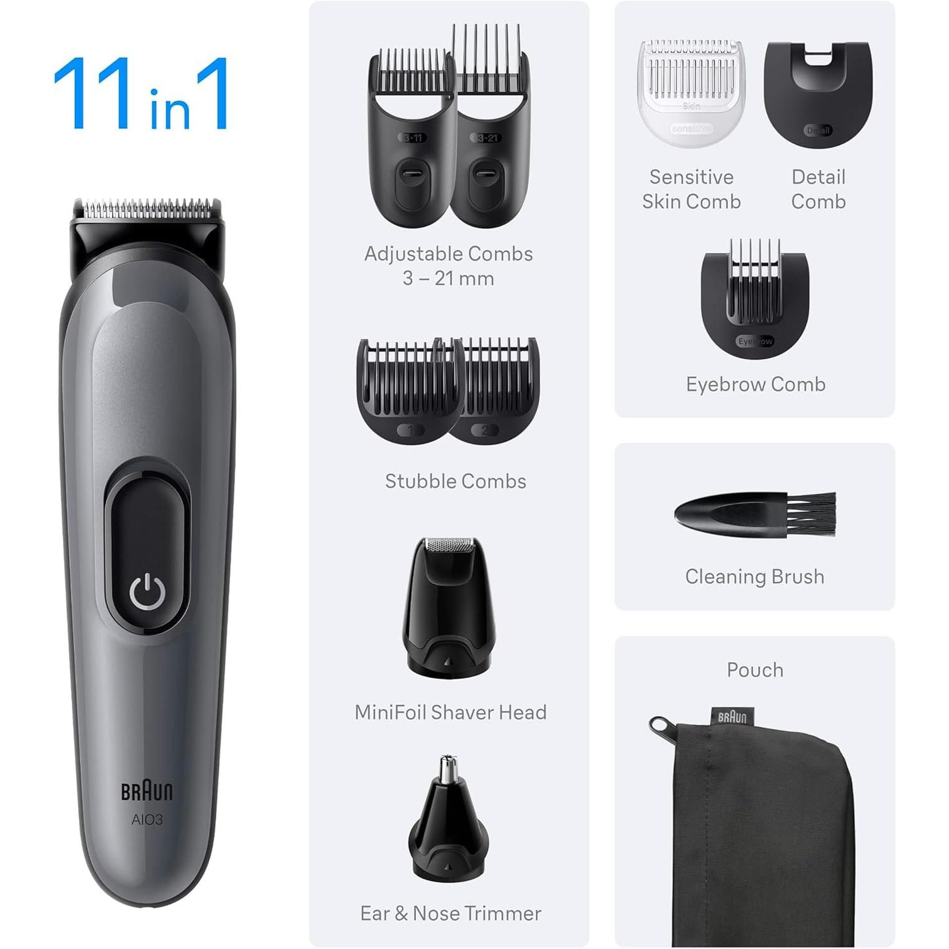 Тример - Braun AIO3565 50 min батерия 14 дължини 3-21 mm водоустойчив 2
