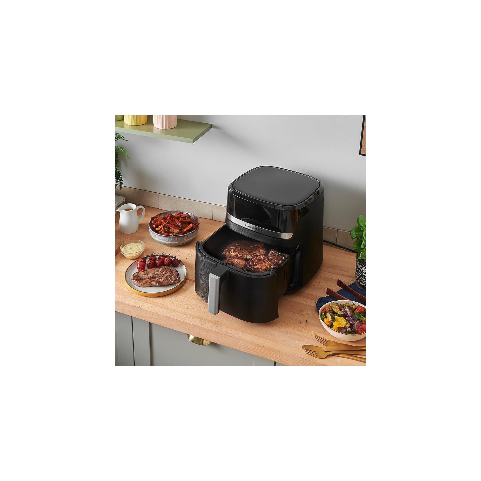 Фритюрник с горещ въздух – Russell Hobbs SatisFry XXL 8.3L Rapid AirFryer, 1800W, 9 програми, Touchscreen 5
