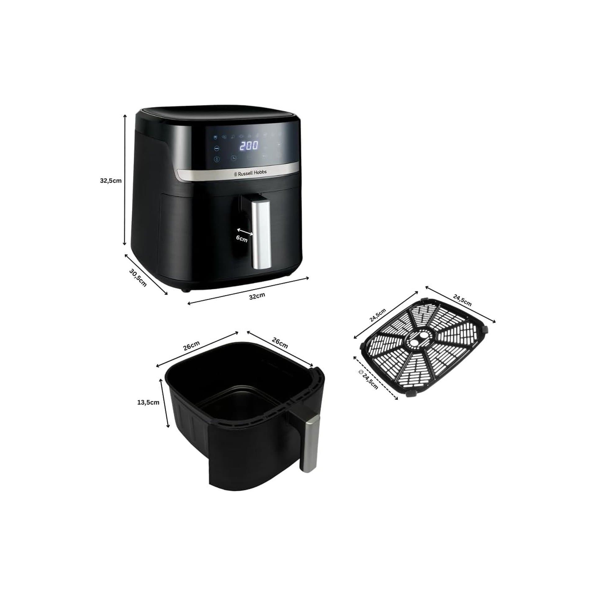 Фритюрник с горещ въздух – Russell Hobbs SatisFry XXL 8.3L Rapid AirFryer, 1800W, 9 програми, Touchscreen 9